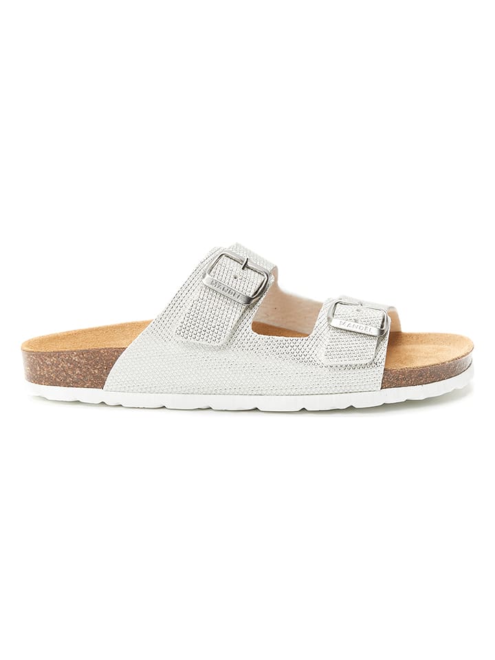 Mandel Klapki "Alberto" w kolorze srebrno-białym rozmiar: 40