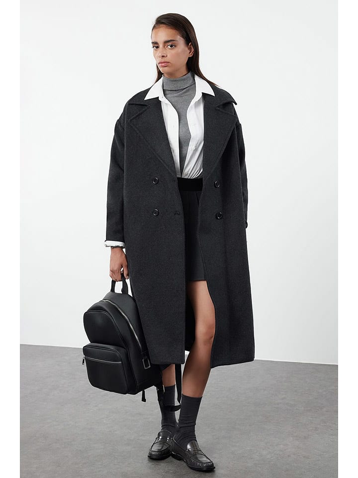 trendyol Płaszcz przejściowy w kolorze antracytowym rozmiar: 40