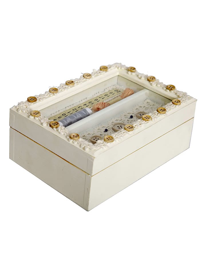 Anticline Pudełko w kolorze kremowym na przybory do szycia - 20 x 14 x 8 cm rozmiar: onesize