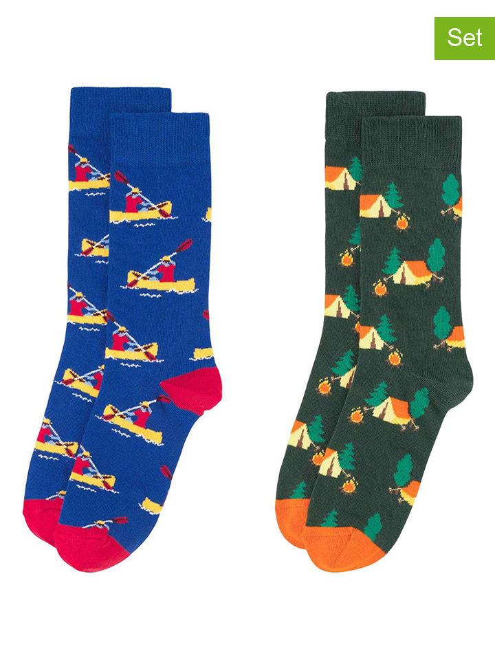 Happy Socks Skarpety (2 pary) w kolorze zielono-niebieskim rozmiar: 36-40