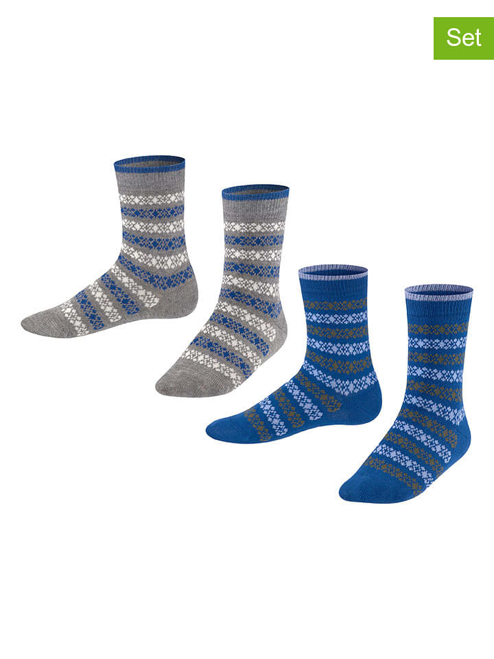 ESPRIT Skarpety (2 pary) "Geo Pattern" w kolorze granatowo-szarym rozmiar: 27-30