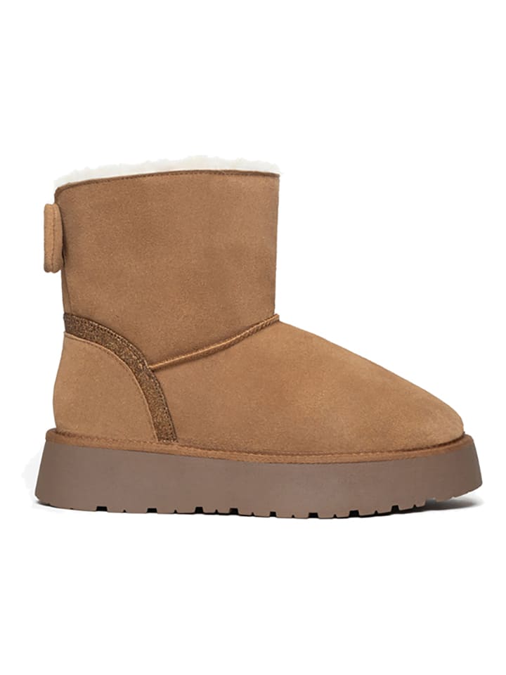 Gooce Skórzane botki zimowe "Mercy" w kolorze jasnobrązowym rozmiar: 37