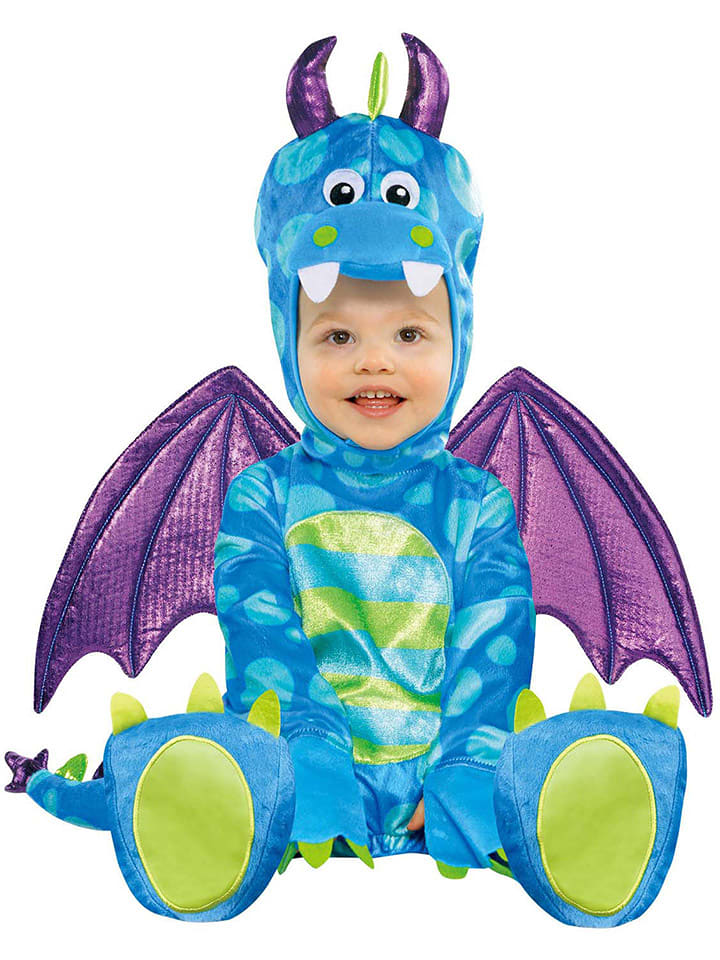 amscan Kombinezon kostiumowy "Small dragon" w kolorze niebieskim rozmiar: 80-92