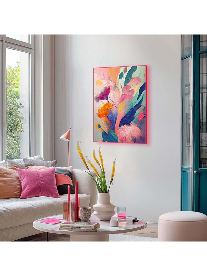 Orangewallz Druk artystyczny "Colourful Painted Flowers II" w ramce rozmiar: 50x70 cm
