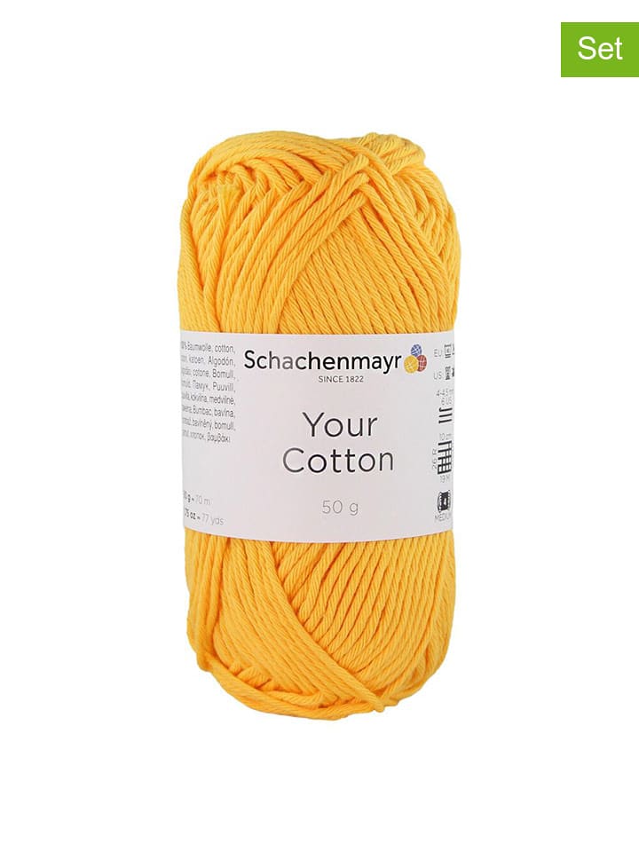 Schachenmayr since 1822 Przędza bawełniana (10 szt.) "Your Cotton" w kolorze żółtym - 10 x 50 g rozmiar: onesize