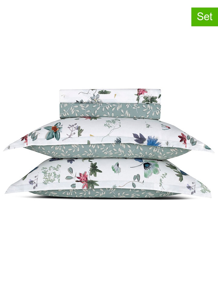 CXL by Christian Lacroix 4-częściowy zestaw satynowy w kolorze biało-miętowym rozmiar: 205x290 cm