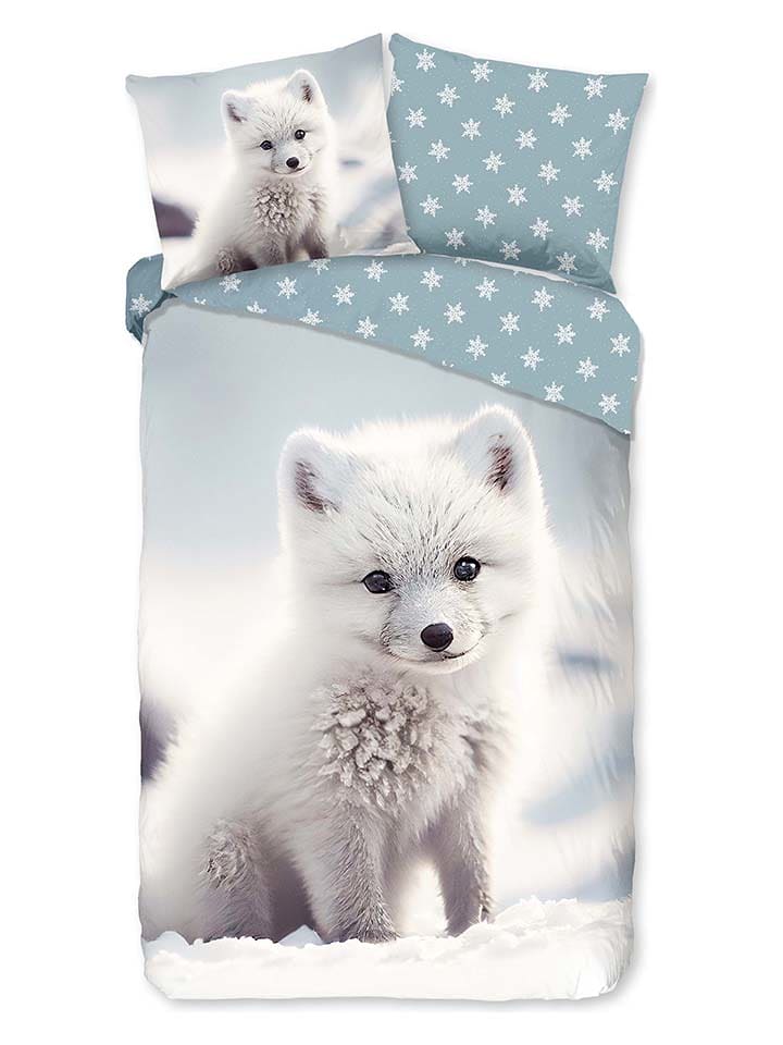 Good Morning Komplet pościeli flanelowej "Toss" w kolorze biało-błękitnym rozmiar: 140x220 cm