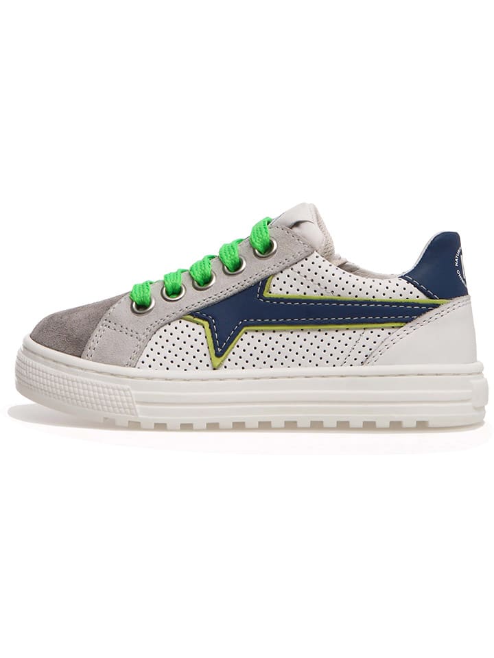 Naturino Skórzane sneakersy "Blitz" w kolorze biało-szarym rozmiar: 34