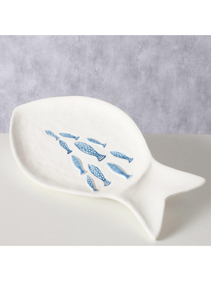 Boltze Talerz "Pina" w kolorze biało-niebieskim do serwowania - dł. 31,5 cm rozmiar: onesize