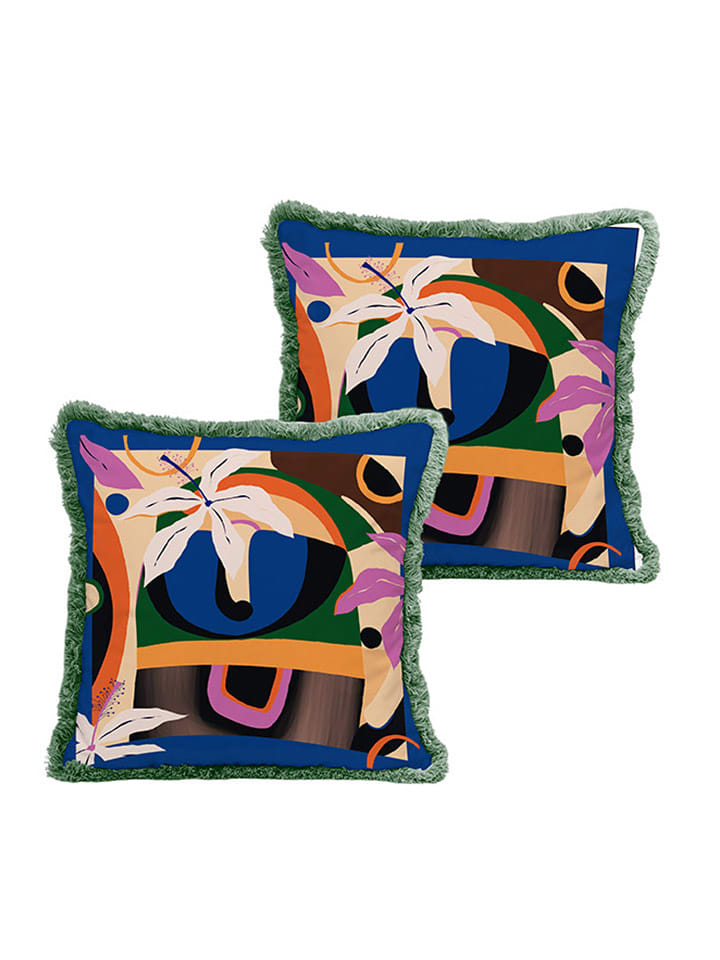 Madre Selva Poszewka w kolorze niebieskim ze wzorem na poduszkę - 45 x 45 cm rozmiar: onesize