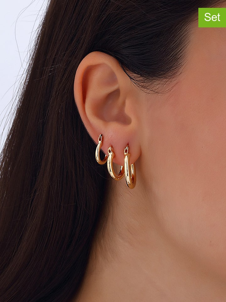 Nakkash Pozłacane kolczyki-kreole (3 szt.) rozmiar: onesize