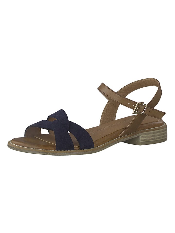 Marco Tozzi Skórzane sandały w kolorze jasnobrązowo-granatowym rozmiar: 37