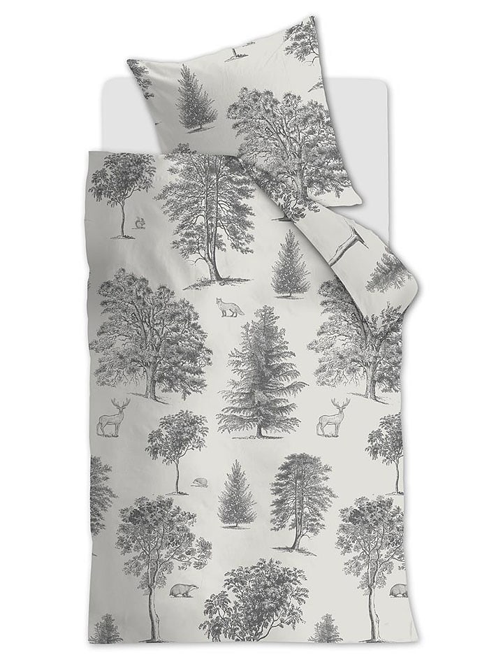 Ambiante Komplet pościeli flanelowej "Landscape" w kolorze beżowo-szarym rozmiar: 135x200 cm