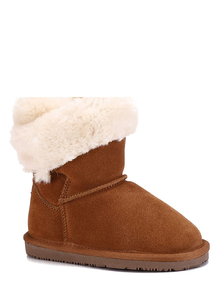 Gooce Skórzane botki zimowe "Britany" w kolorze jasnobrązowym rozmiar: 23