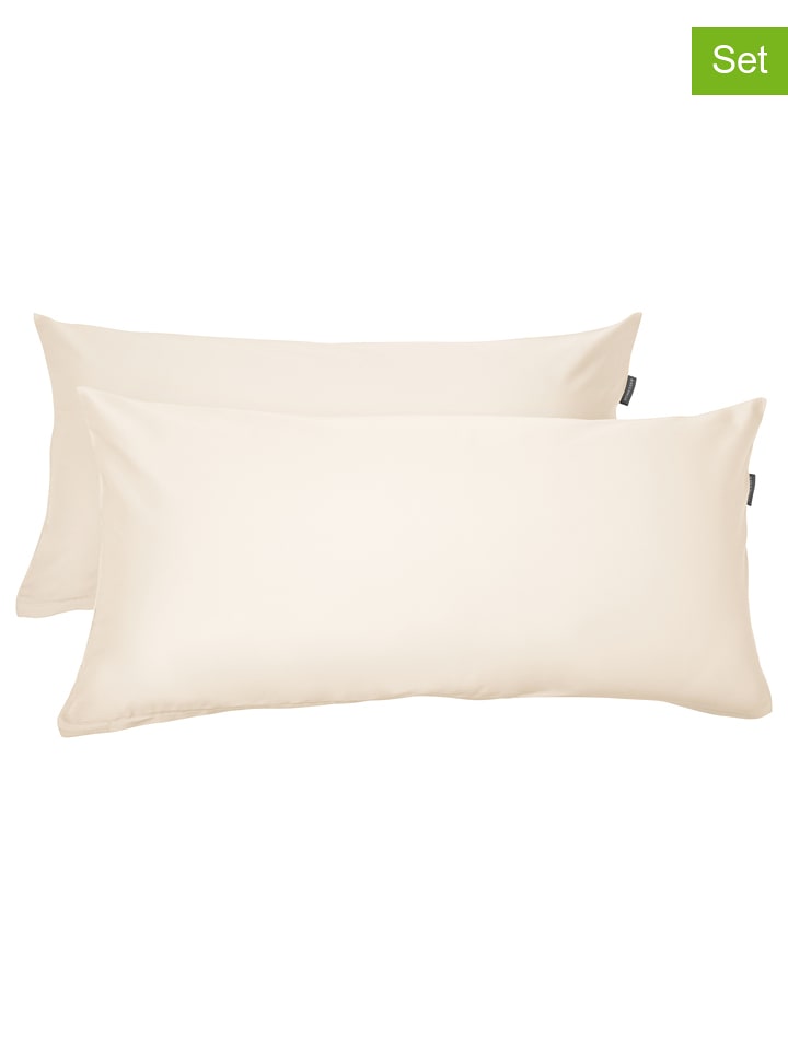 Schiesser Satynowe poszewki (2 szt.) "Ella" w kolorze kremowym na poduszkę rozmiar: 40x80 cm