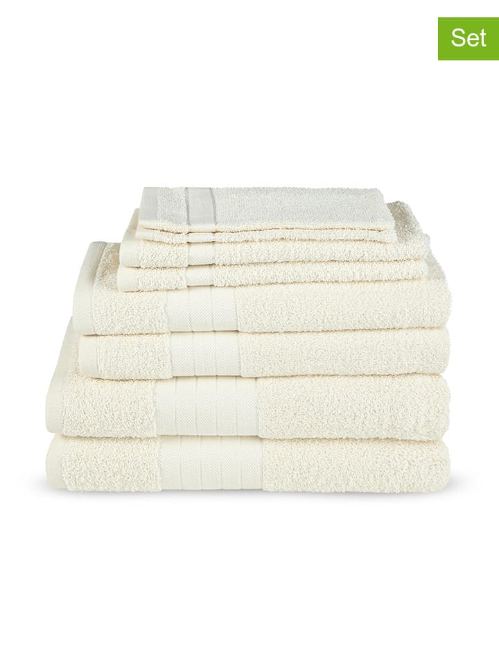 Good Morning 8-częściowy zestaw ręczników w kolorze kremowym rozmiar: 16x22 cm