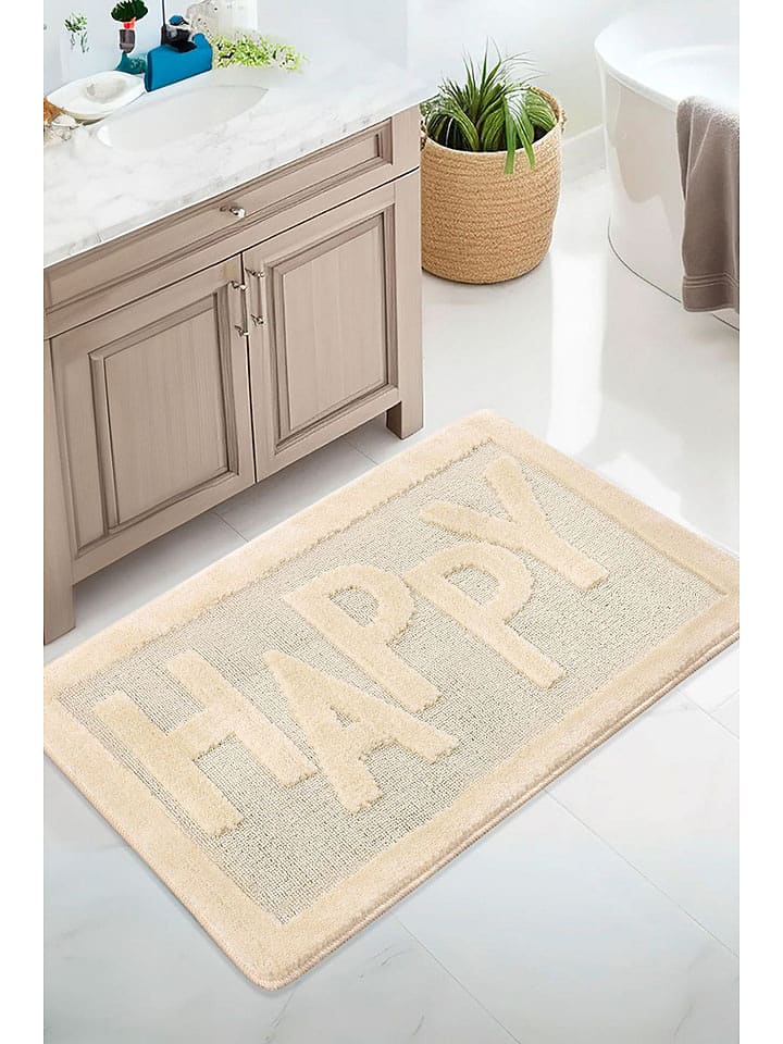 Colourful Cotton Dywanik łazienkowy w kolorze beżowym rozmiar: 60x100 cm
