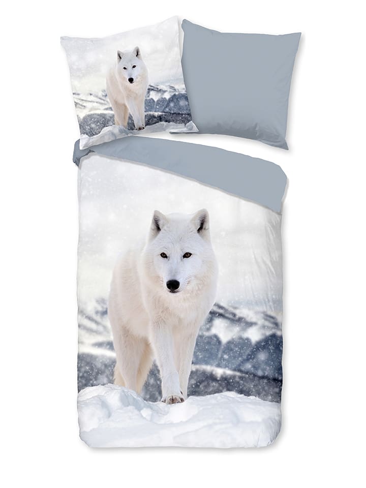 Pure Komplet pościeli "White Fox" w kolorze biało-niebieskim z mikrofibry rozmiar: 135x200 cm