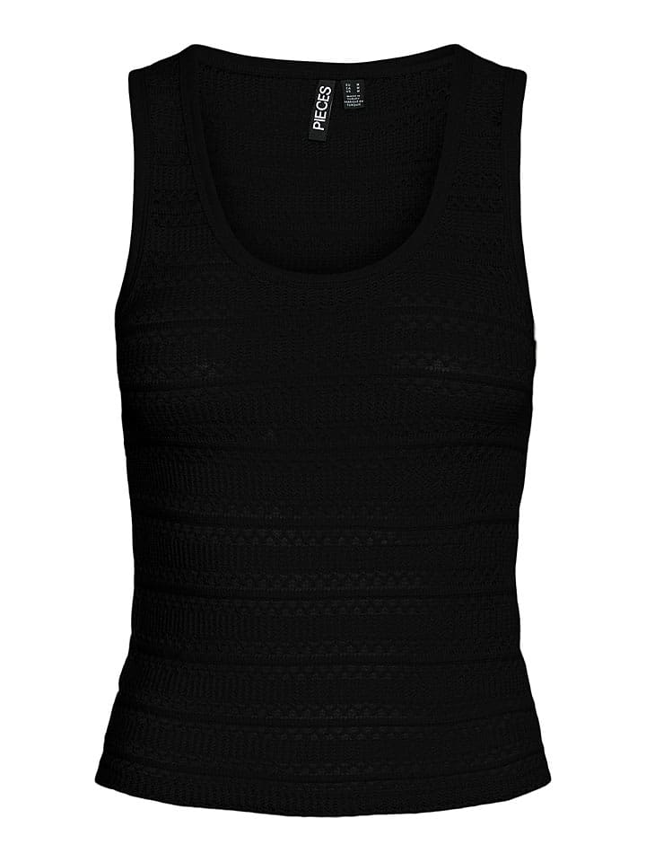 Pieces Top "Agda" w kolorze czarnym rozmiar: M