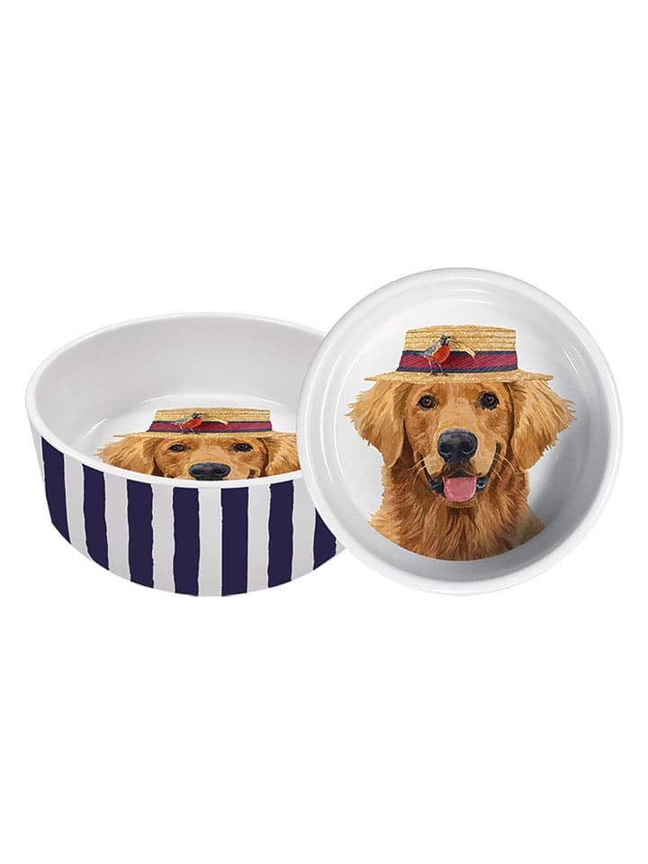 ppd Miska w kolorze beżowo-biało-granatowym dla zwierząt - wys. 7 x Ø 20 cm rozmiar: onesize