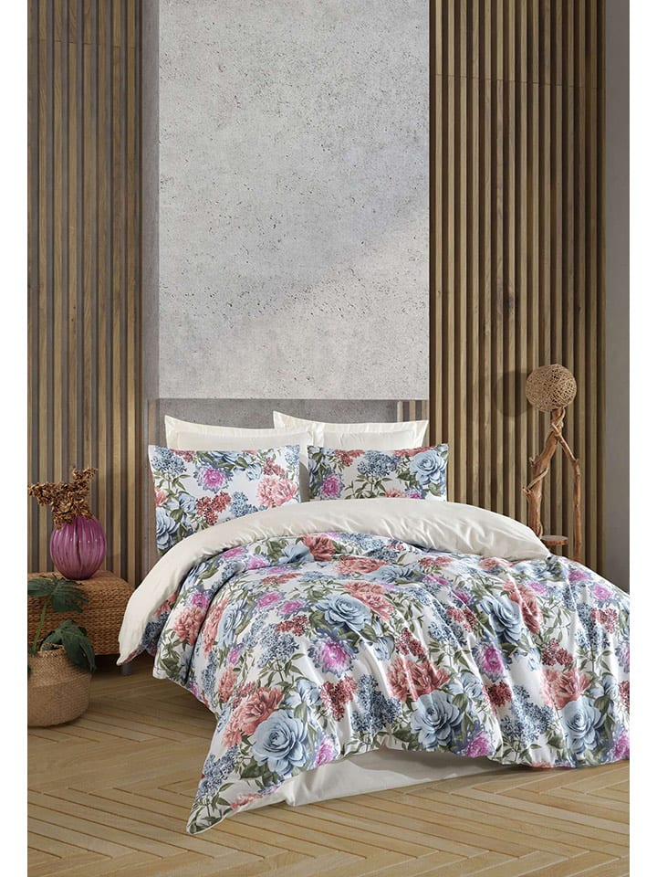 Elizabed Komplet pościeli satynowej w kolorze jasnoróżowo-błękitnym rozmiar: 135x200 cm