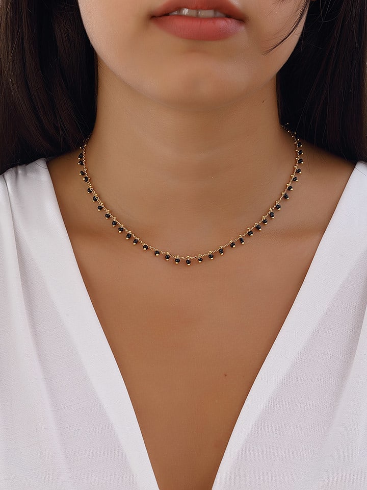 Nakkash Pozłacany naszyjnik z kryształami - dł. 42 cm rozmiar: onesize