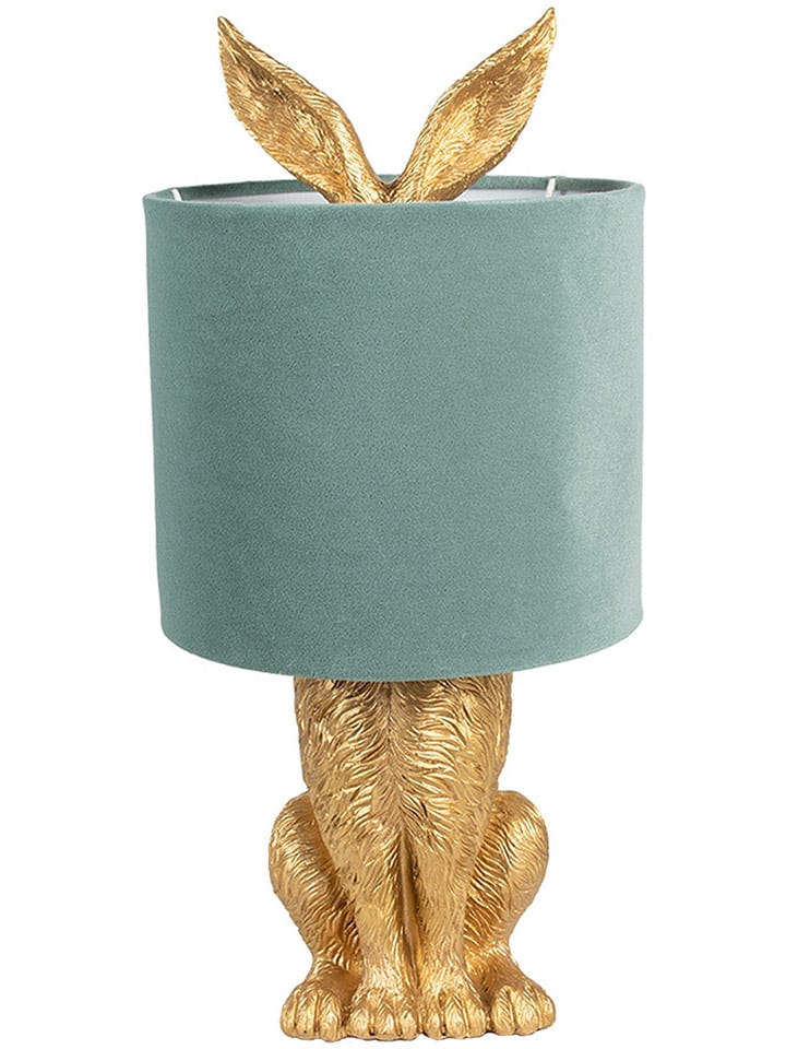 Clayre & Eef Lampa stołowa w kolorze złoto-błękitnym - wys. 43 x Ø 20 cm rozmiar: onesize