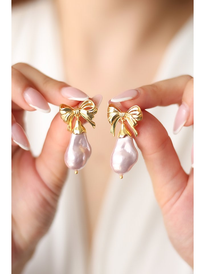 Pierres delicates Pozłacane kolczyki-wkrętki z perłami rozmiar: onesize