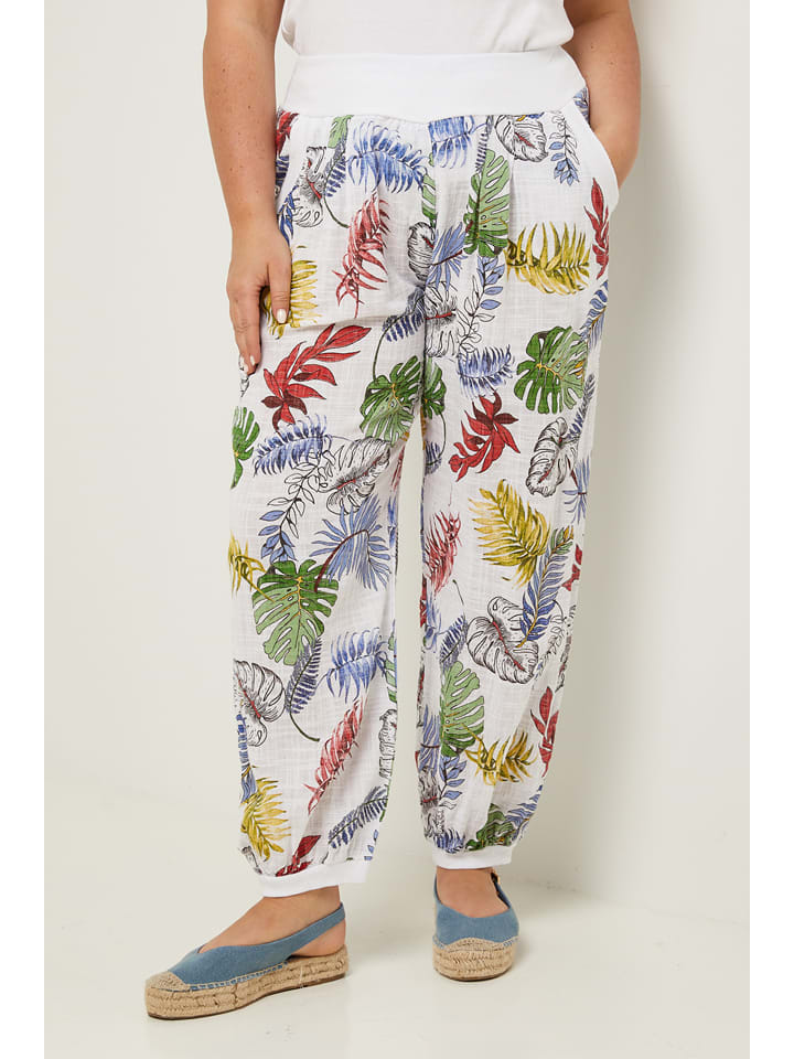 Curvy Lady Spodnie w kolorze biało-niebiesko-zielonym rozmiar: 48/50