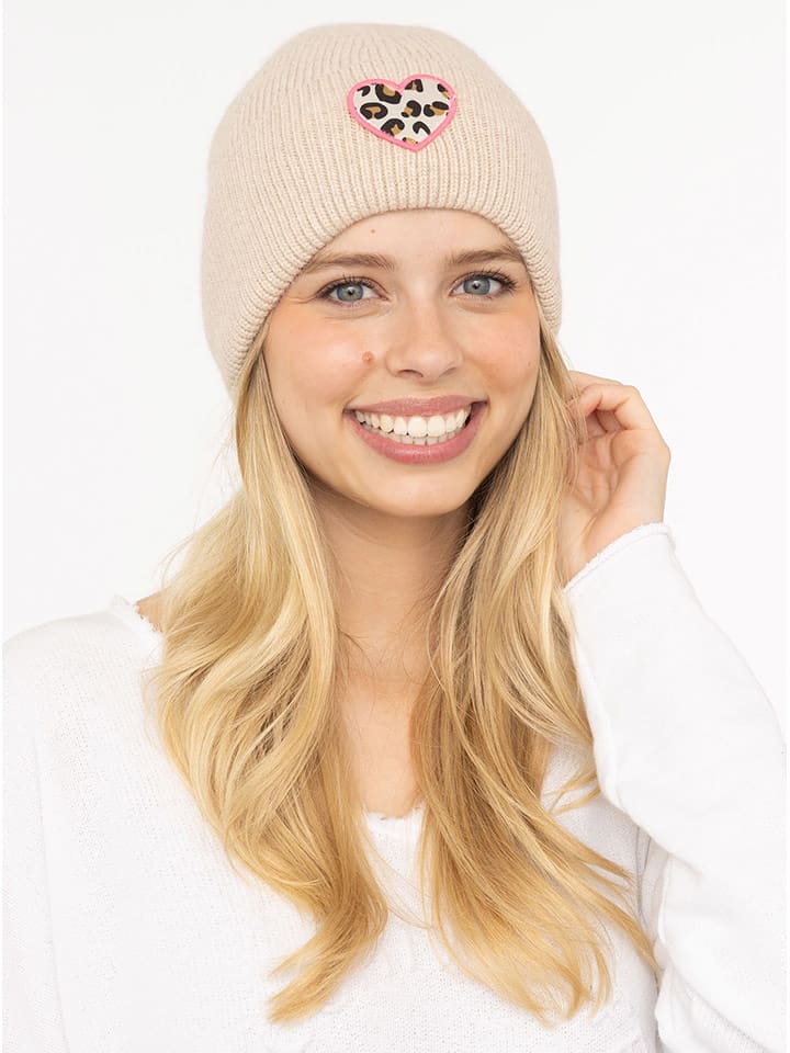 Zwillingsherz Czapka "Leo Heart" w kolorze beżowym rozmiar: onesize