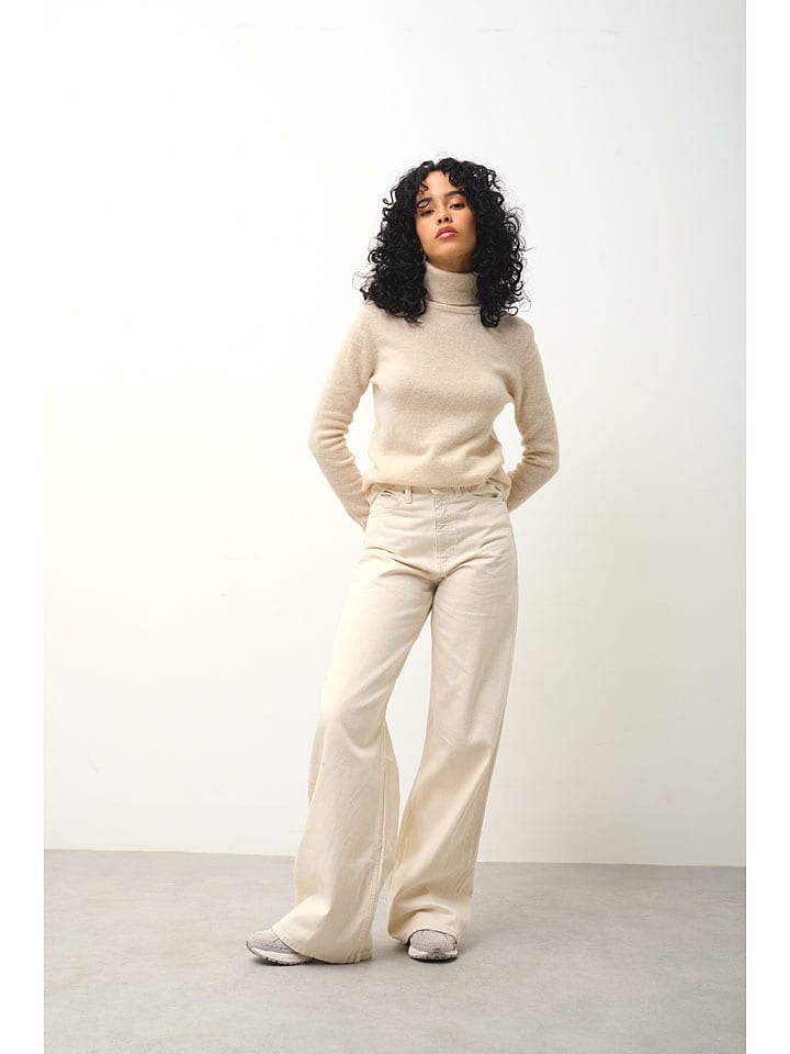 AUTHENTIC CASHMERE Kaszmirowy golf "Bise" w kolorze kremowym rozmiar: L