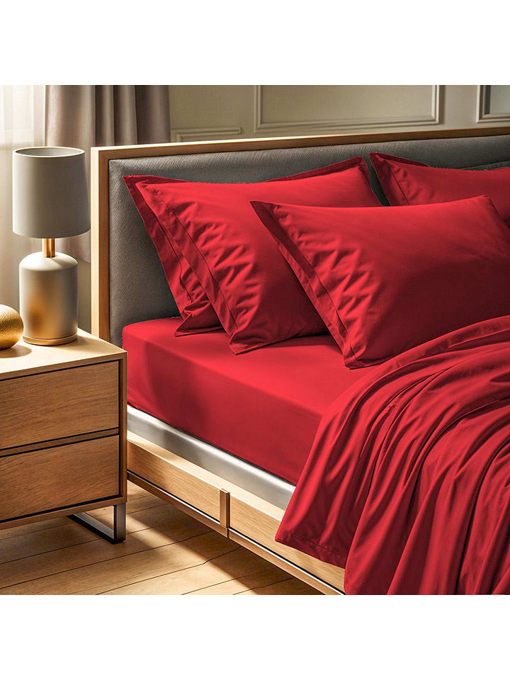 Colourful Cotton Prześcieradło renforcè w kolorze czerwonym na gumce rozmiar: 160x200 cm