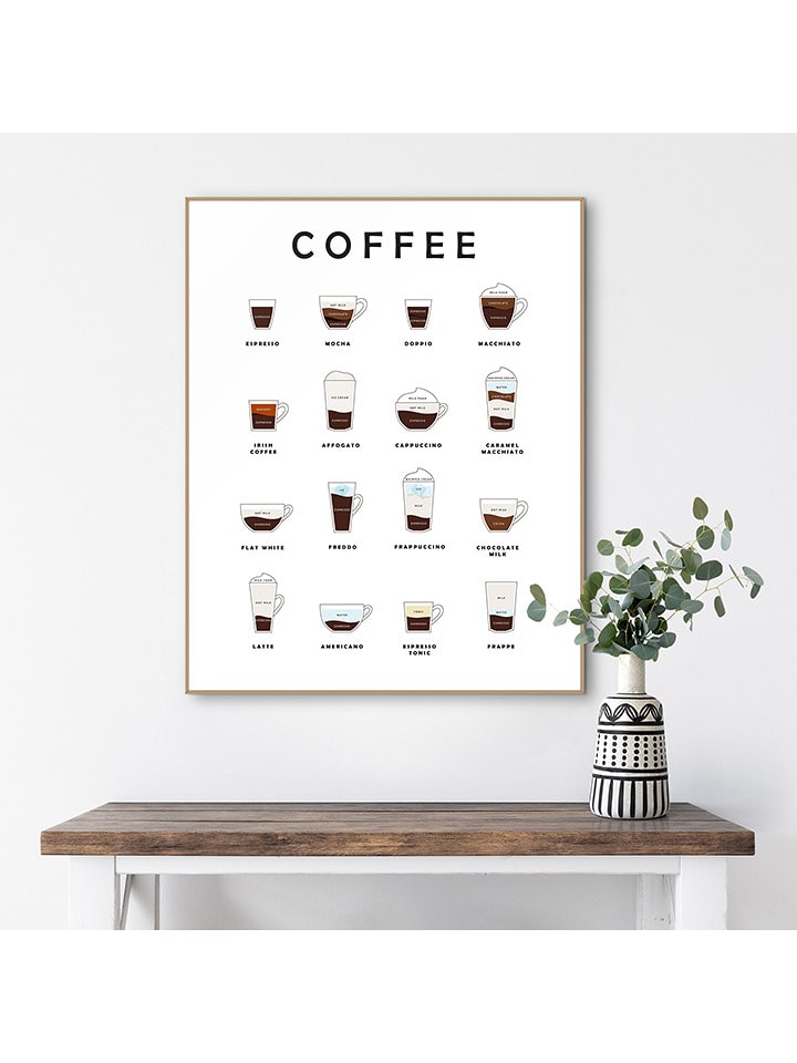 Orangewallz Druk artystyczny "Coffees" w ramce rozmiar: 40x50 cm