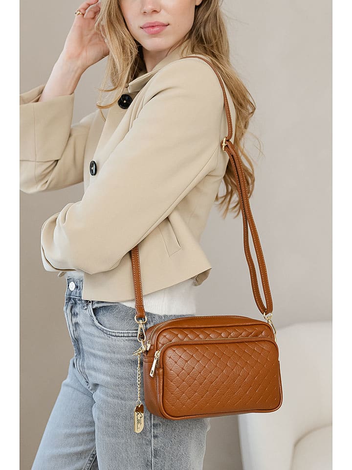 Anna Morellini Skórzana torebka "Colomba" w kolorze jasnobrązowym - 22 x 15 x 10 cm rozmiar: onesize