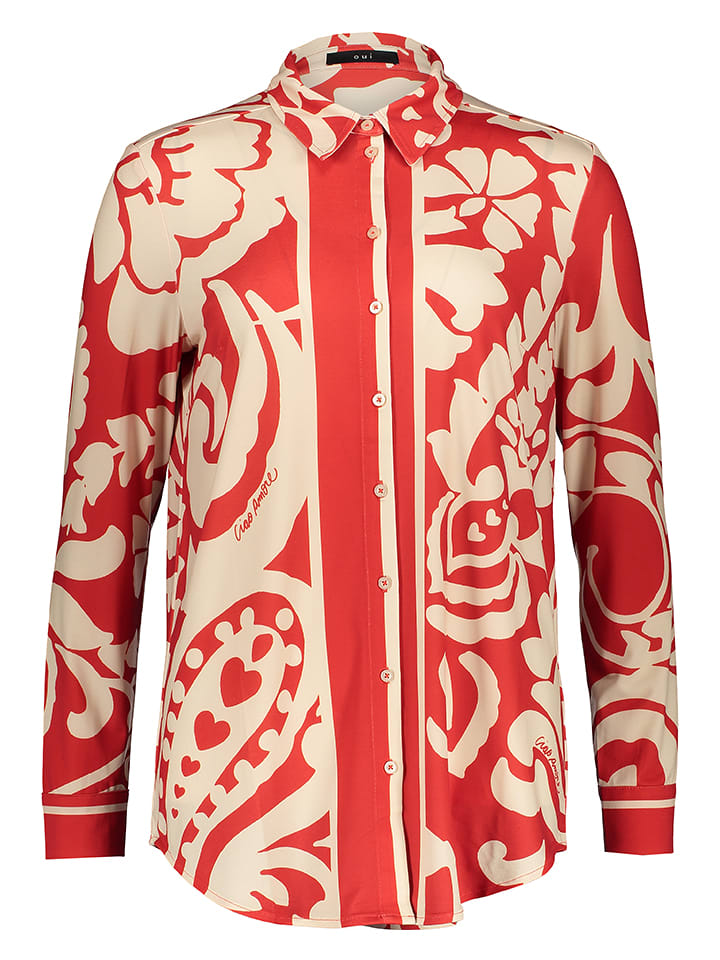 Oui Bluzka w kolorze czerwono-kremowym rozmiar: 38