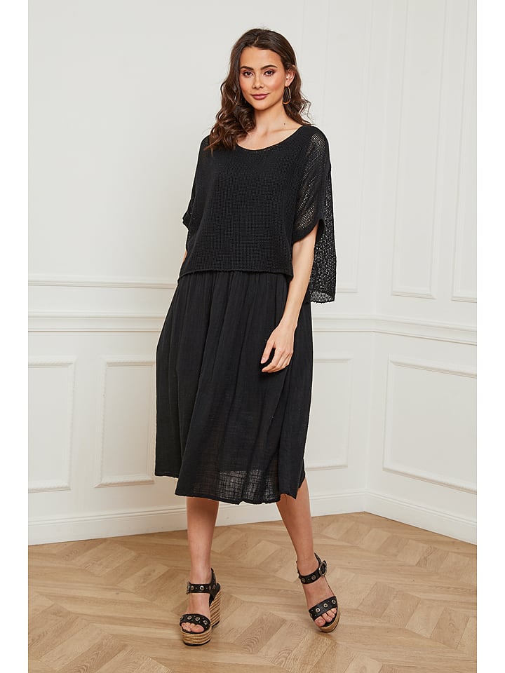 Fleur de Lin Lniana sukienka "Equanone" w kolorze czarnym rozmiar: S