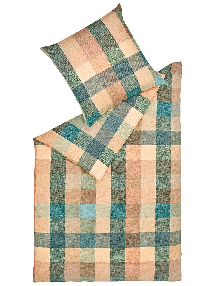 ESPRIT Komplet pościeli flanelowej "Dorian" w kolorze jasnobrązowo-zielonym rozmiar: 140x220 cm