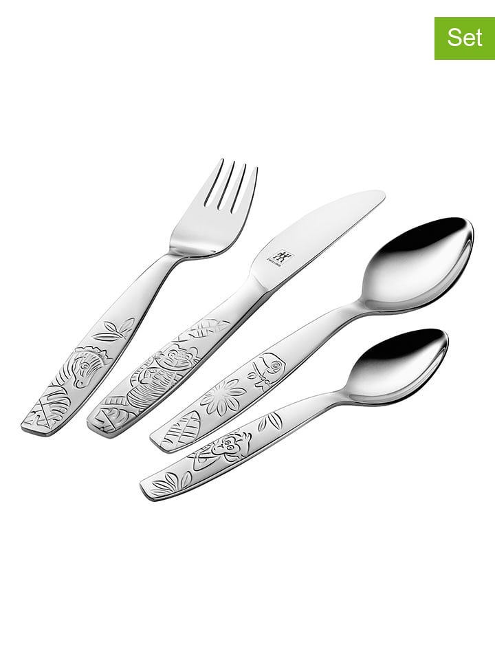 Zwilling 4-częściowy zestaw sztućców "Jungle" w kolorze srebrnym dla dzieci - 3+ rozmiar: onesize
