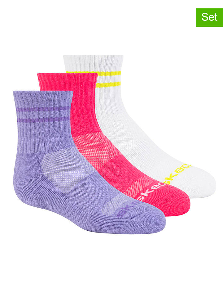 Skechers Skarpety (3 pary) w kolorze różowo-fioletowo-białym rozmiar: 27,5-35,5