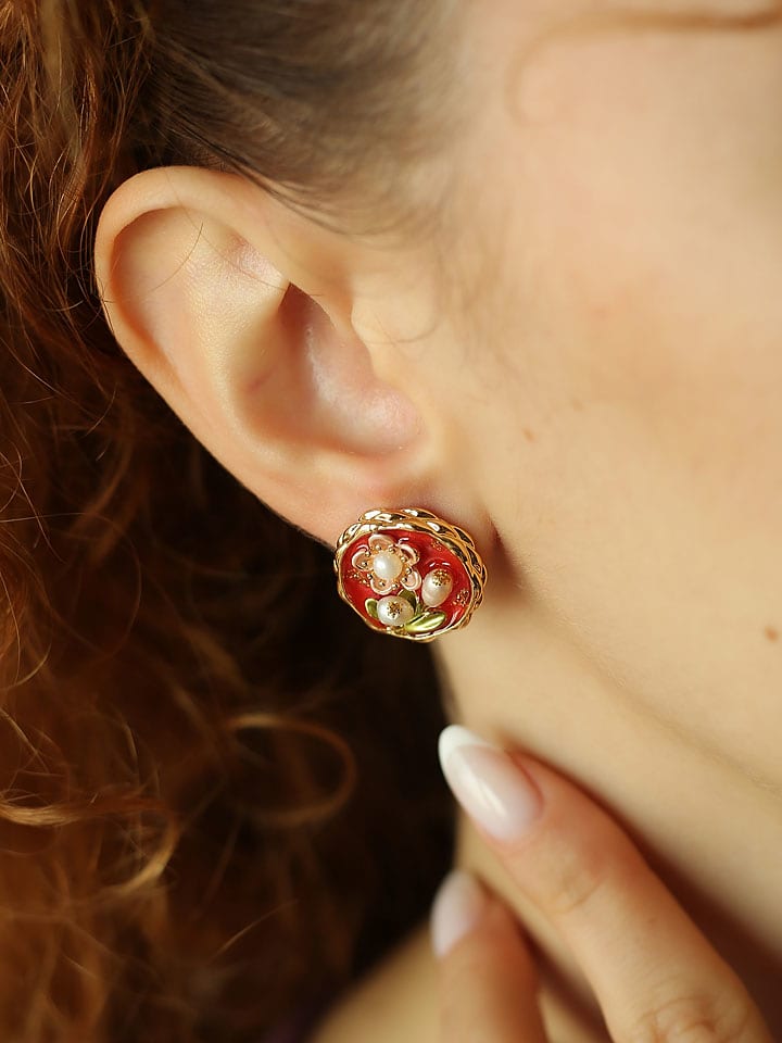 Pierres de Jade Pozłacane kolczyki-wkrętki z perłami rozmiar: onesize