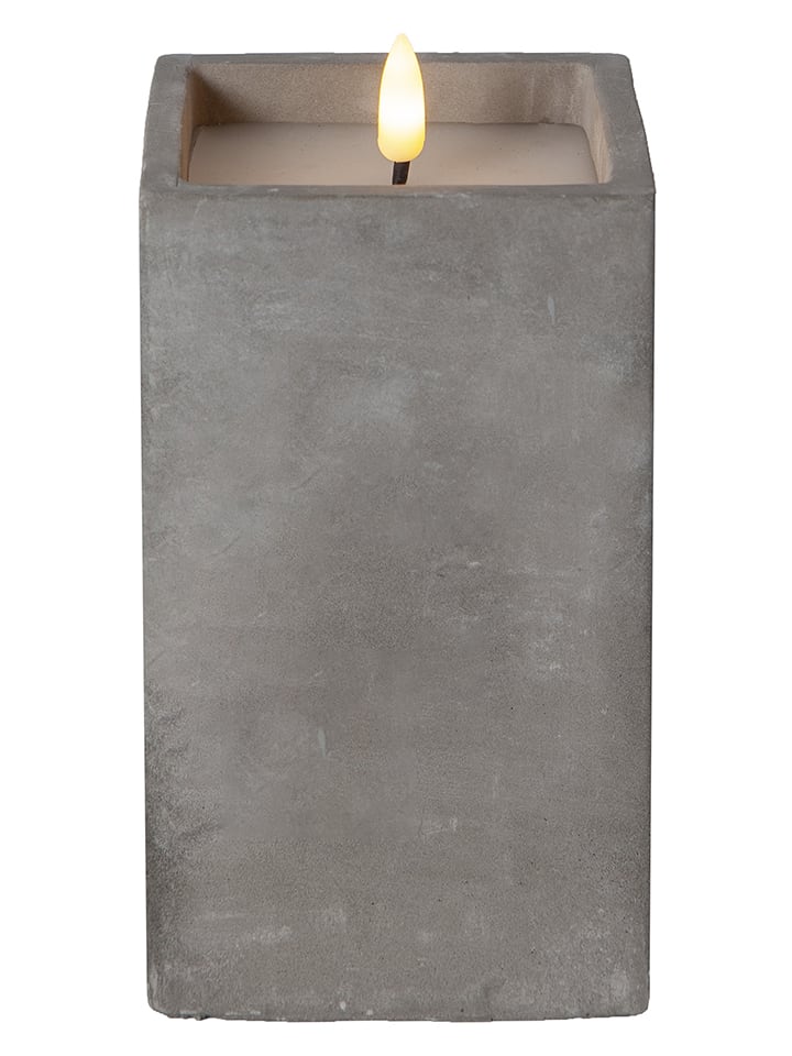 STAR Trading Świeca LED "Flame Cem" w kolorze szarym - 8,5 x 16,5 x 8,5 cm rozmiar: onesize