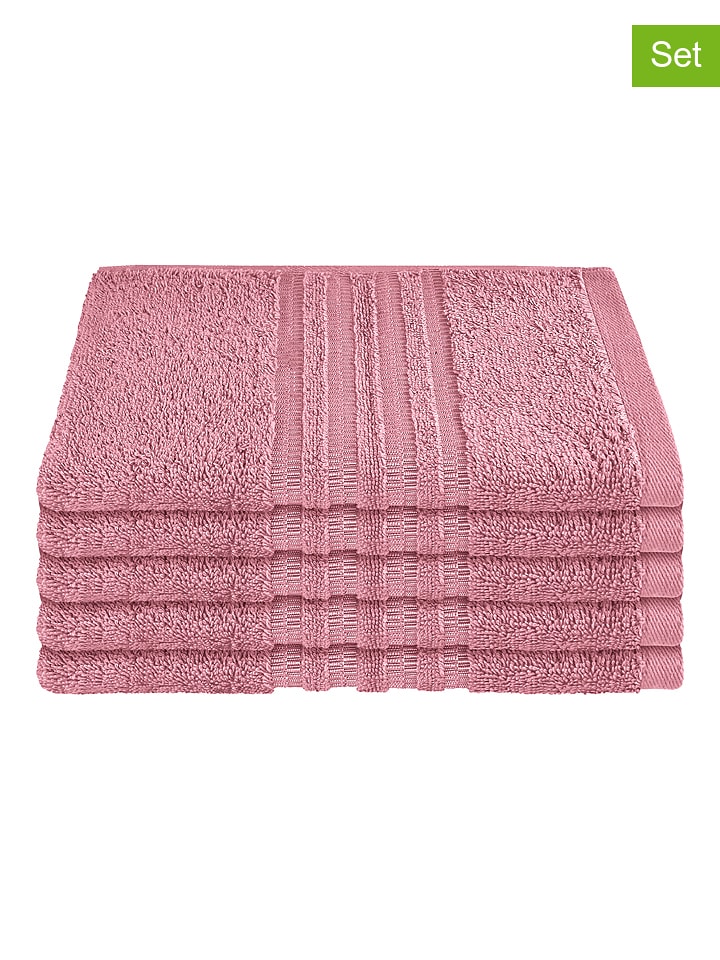 Schiesser Ręczniki (5 szt.) "Milano" w kolorze jasnoróżowym dla gości rozmiar: 30x50 cm