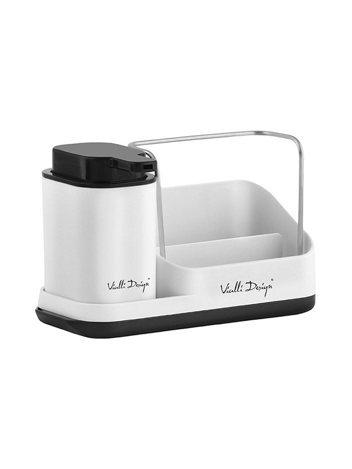 Vialli Design Organizer kuchenny w kolorze białym z dozownikiem - 21,5 x 16 x 9 cm rozmiar: onesize