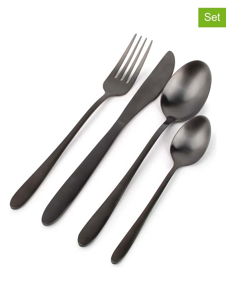 Salt and Pepper 24-częściowy zestaw sztućców "Slim" w kolorze czarnym rozmiar: onesize