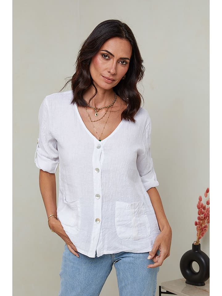 Le Monde du Lin Lniana bluzka w kolorze białym rozmiar: 34/36