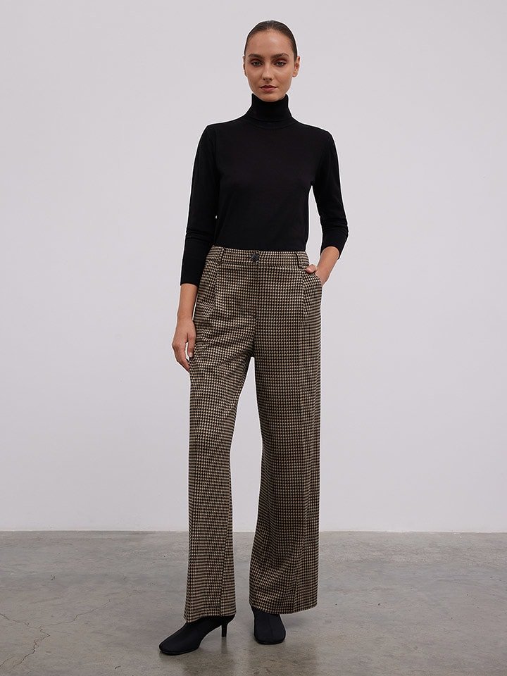 BGN Spodnie w kolorze beżowo-czarnym rozmiar: 34