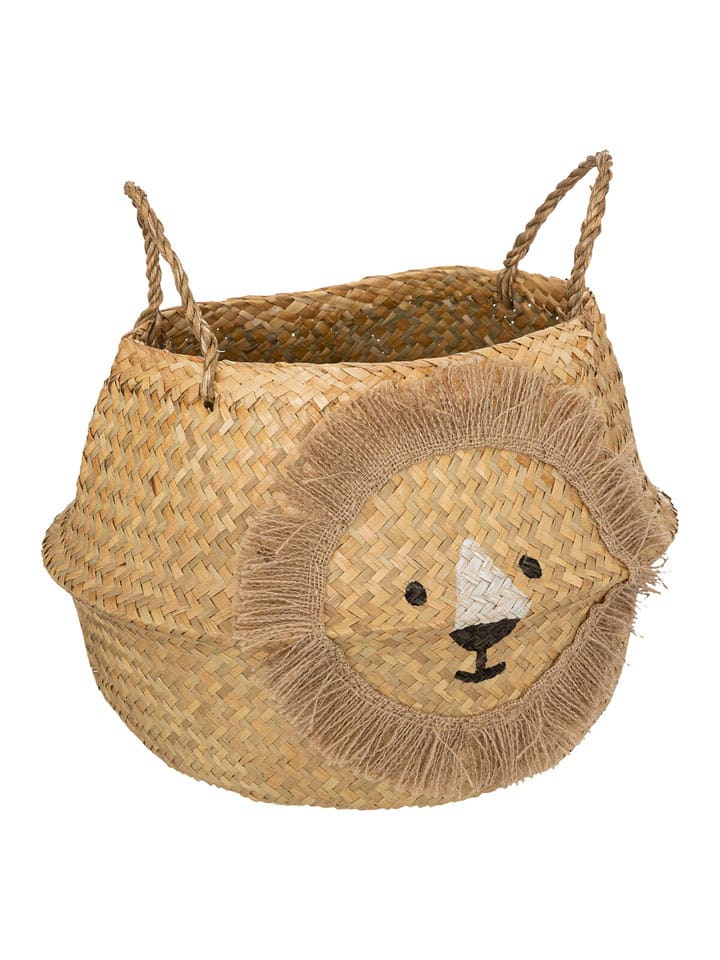 WellHome for Kids Kosz "Lion" w kolorze beżowym do przechowywania - 40 x Ø 35 cm rozmiar: onesize