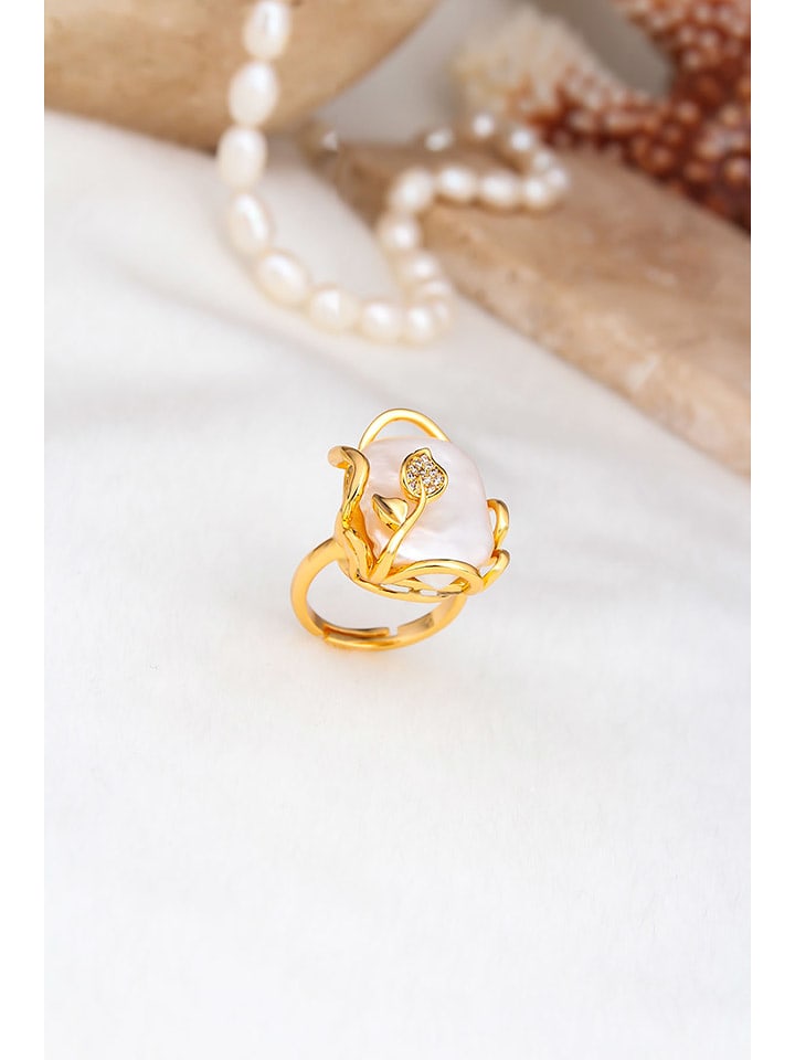 Pierres delicates Pierścionek w kolorze białym z perłą rozmiar: onesize