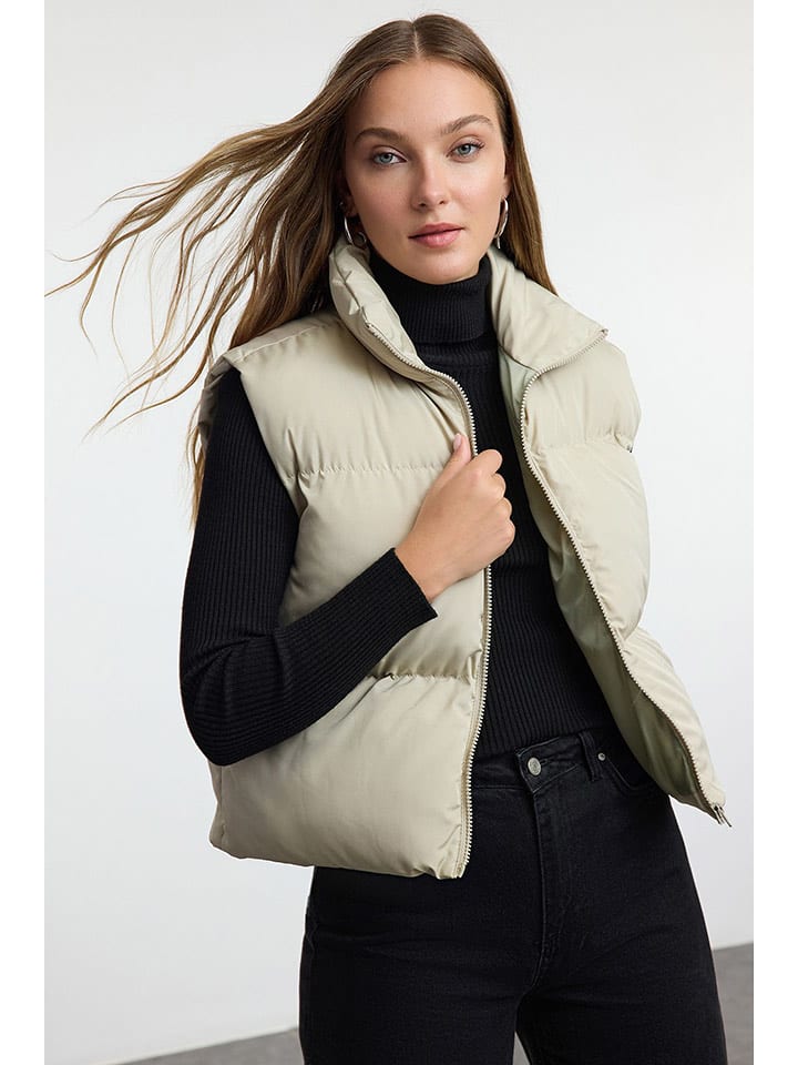 trendyol Kamizelka pikowana w kolorze beżowym rozmiar: M