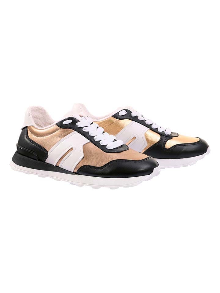 Högl Skórzane sneakersy "Tony" w kolorze złoto-czarnym rozmiar: 39